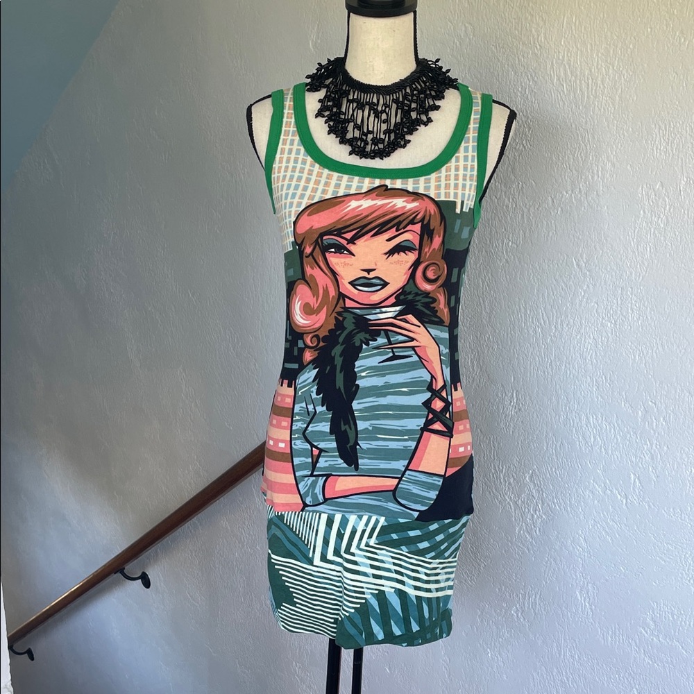 Hayes Womens NWOT Y2K Dead Stock All Over Graphic Print Martini‎ Dress Medium